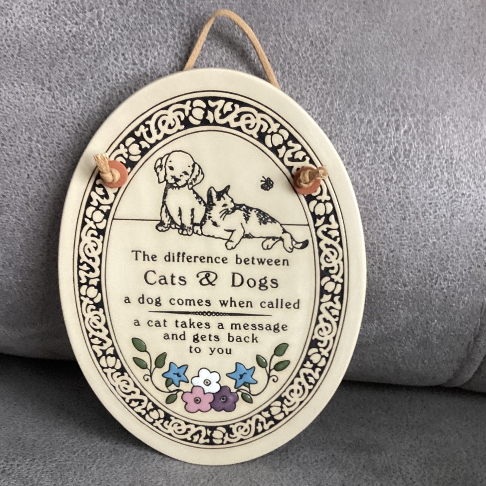 Cat & Dog Trinity pottery sign Wisconsin